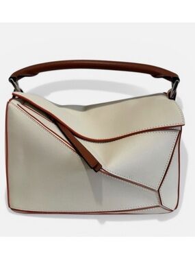 Small/Medium Geo Structured Panel Bag - Cream/Toffee